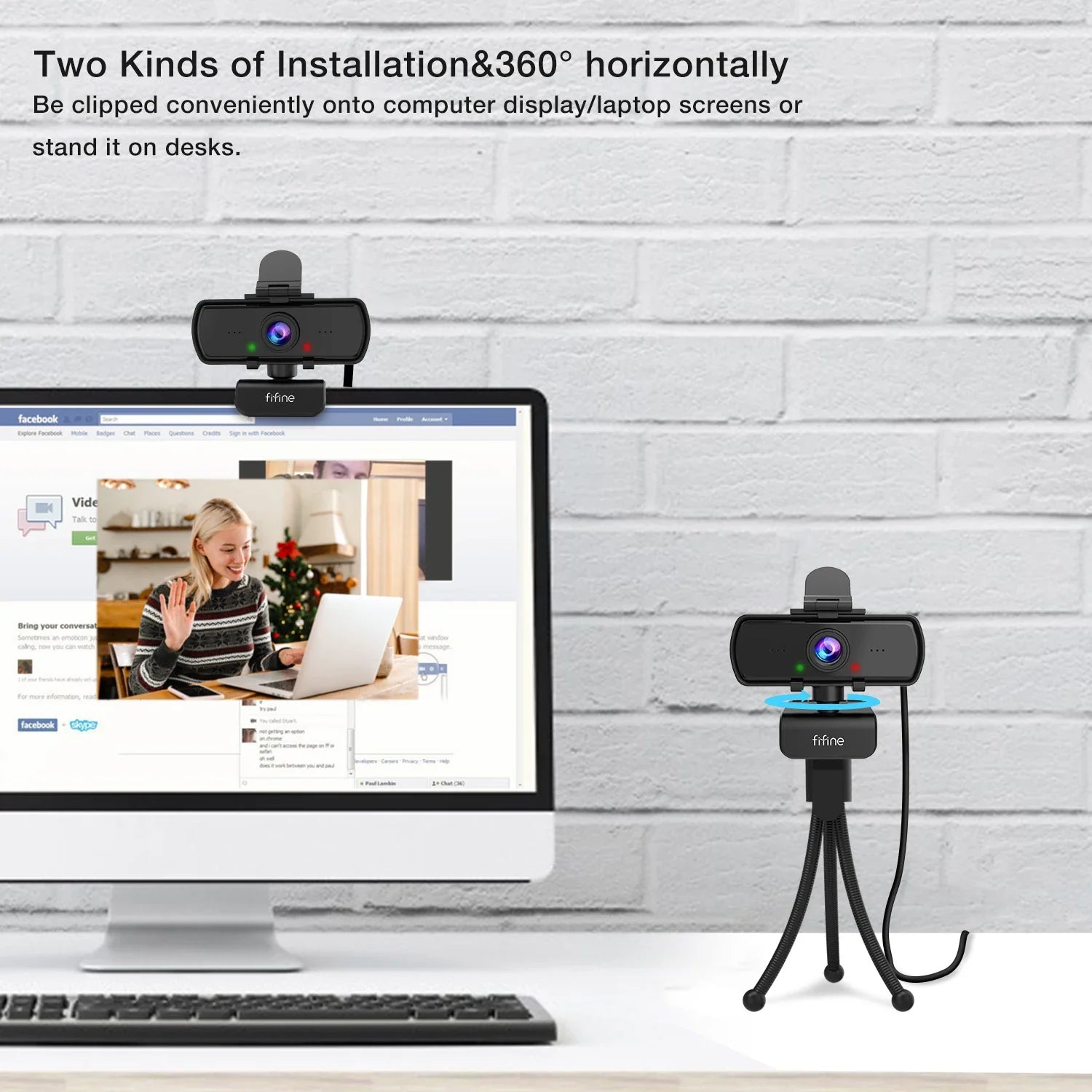 1440p HD USB Webcam with Microphone & Tripod Mount - 108° Wide-Angle, Plug-and-Play for Desktop & Laptop, Live Streaming & Video Calling